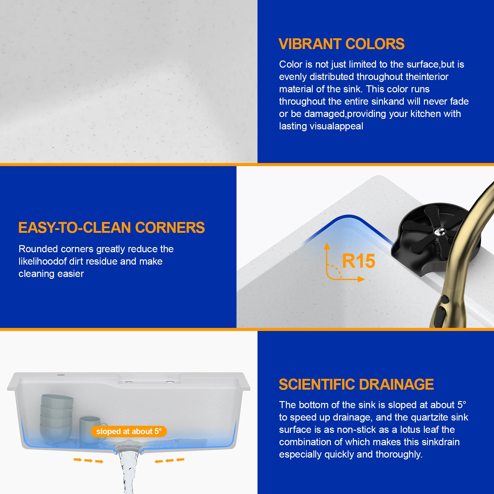 Dcolora 33x22 Waterfall Smart Kitchen Sink Workstation White Drop In Single Bowl Multifunctional Sink With Faucet And Cup Washer,33 Inch Granite Composite DC-GWT7433FY