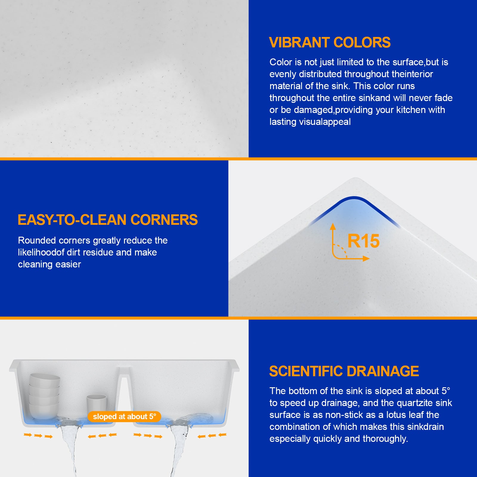 Dcolora 33''x19''x10'' White Undermount Double Bowl Kitchen Sink, 50/50 Split Granite Composite Deep Prep Basin, #DC-GU001W