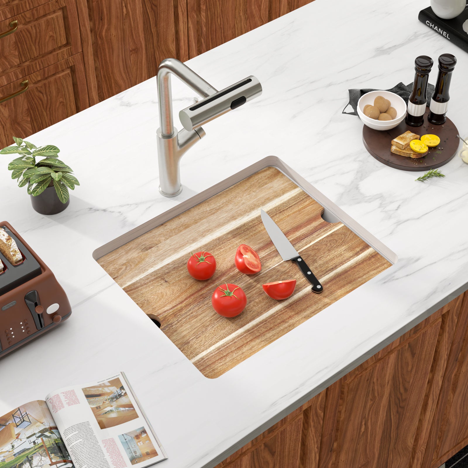 Dcolora 21 Inch Undermount White Wet Bar Sink  Quartz Composite Sink Single Bowl Workstation Kitchen Sink