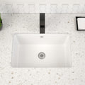 Dcolora 16''x10'' White Ceramic Rectangular Undermount Bathroom Sink, Vanity Basin with Overflow