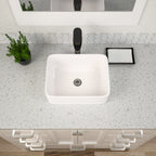 Dcolora 16''x12'' White Rectangular Vessel Sink, Ceramic Porcelain Above Counter Bathroom Vanity Basin