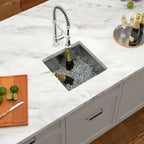 Dcolora 17''x17'' Square Undermount Wet Bar Sink, 16 Gauge Stainless Steel Single Bowl Small Kitchen Prep Basin