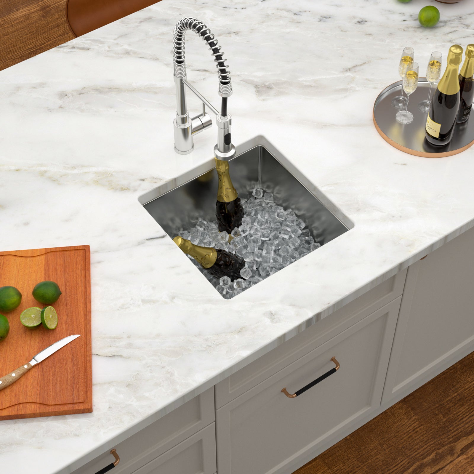 Dcolora 17 Inch Wet Bar Sink Undermount Spuare 16 Gauge Stainless Steel Small Kitchen Prep Sink Single Bowl,17’x17", DC-T7719