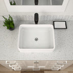 Dcolora 19''x15'' White Rectangular Vessel Sink, Ceramic Porcelain Above Counter Bathroom Vanity Basin