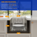 Dcolora 15''x17''x10'' Undermount Wet Bar Sink, 16 Gauge Stainless Steel Single Bowl Small Kitchen Prep Basin, Rounded Corner