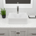 Dcolora 16''x12'' White Rectangular Vessel Sink with Faucet Hole, Ceramic Porcelain Above Counter Bathroom Vanity Basin