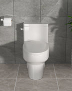 Dcolora One Piece Elongated Toilet, 1.28 GPF Single Flush Siphonic, Comfort Height White Ceramic, 12'' Rough-In