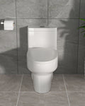 Dcolora One Piece Toilet, 1.1/1.6 GPF Dual Flush Siphonic, Comfort Height White Ceramic, 12'' Rough-In