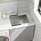 Dcolora 24''x18''x12'' Undermount Laundry Sink, 16 Gauge Stainless Steel Deep Single Bowl Rectangular Utility Basin