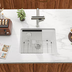Dcolora 21 Inch Undermount White Wet Bar Sink  Quartz Composite Sink Single Bowl Workstation Kitchen Sink