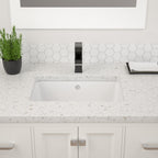 Dcolora 16''x10'' White Ceramic Rectangular Undermount Bathroom Sink, Vanity Basin with Overflow