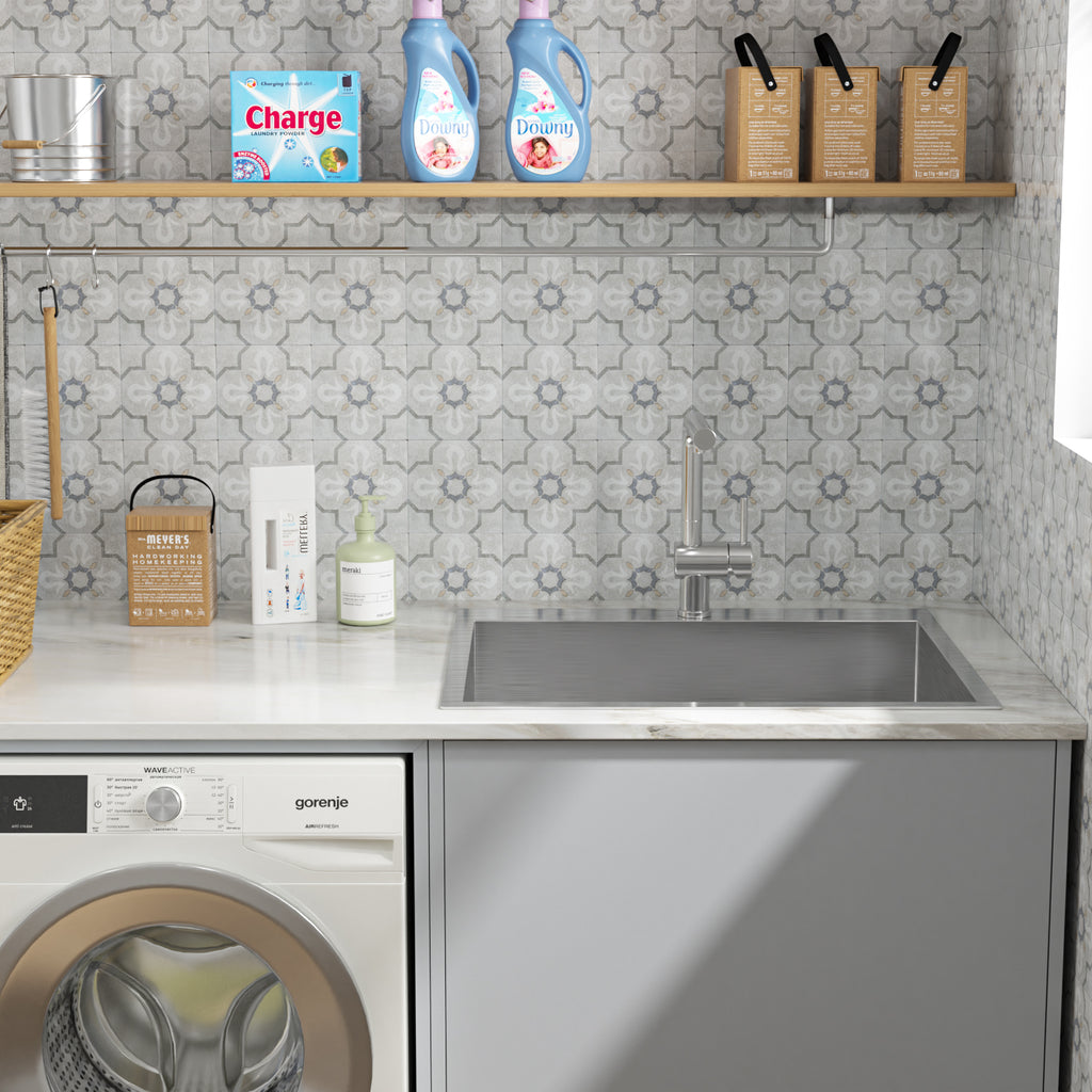 Dcolora 25''x22''x12'' Drop-In Laundry Room Sink, 16 Gauge 304 Stainless Steel Deep Single Bowl Utility Basin