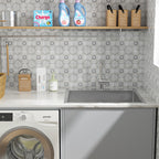 Dcolora 25''x22''x12'' Drop-In Laundry Room Sink, 16 Gauge 304 Stainless Steel Deep Single Bowl Utility Basin