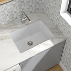 Dcolora 24'' White Undermount Deep Laundry Sink, Single Bowl Laundry Utility Room Granite Composite Basin
