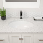 Dcolora 16''x13'' White Ceramic Oval Undermount Bathroom Sink, Vanity Basin with Overflow