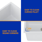 Dcolora 24'' White Undermount Deep Laundry Sink, Single Bowl Laundry Utility Room Granite Composite Basin