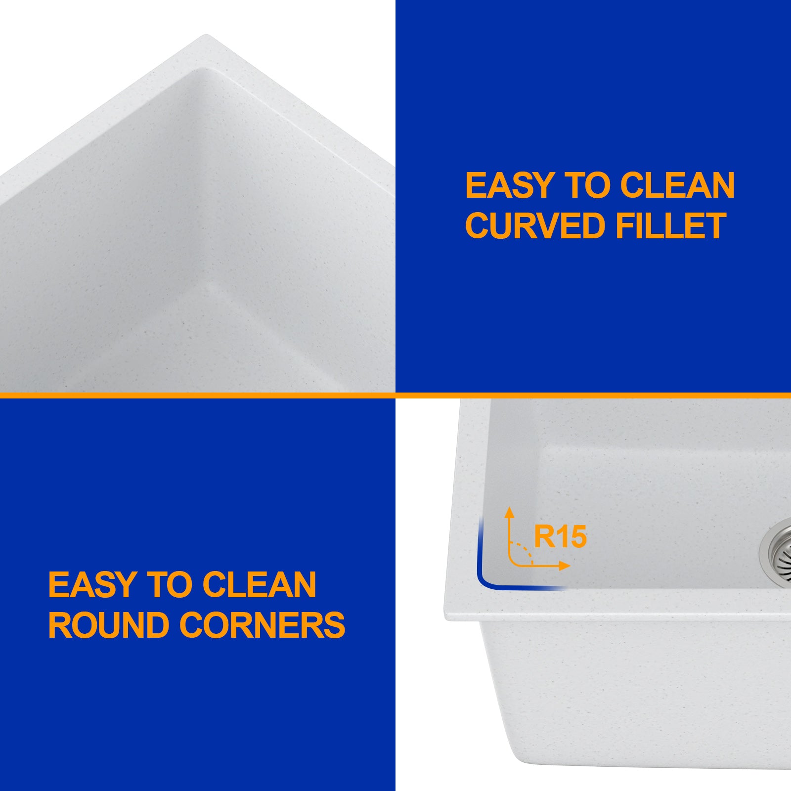 Dcolora 24'' White Undermount Deep Laundry Sink, Single Bowl Laundry Utility Room Granite Composite Basin