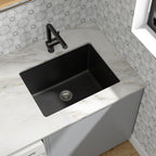Dcolora 24'' Matte Black Undermount Deep Laundry Sink, Single Bowl Laundry Utility Room Granite Composite Basin