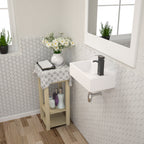 Dcolora 18''x10'' White Ceramic Wall Mounted Floating Vessel Sink, Rectangular Small Bathroom Basin, Right Hand