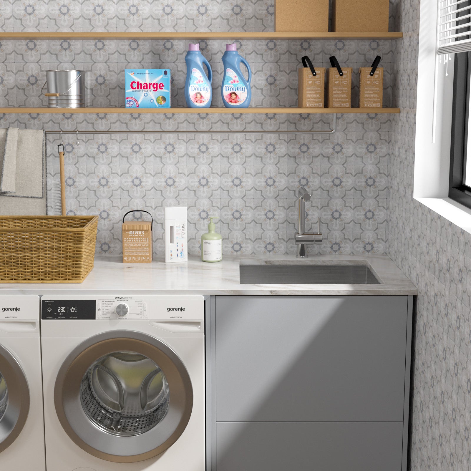 Dcolora 21 Inch Undermount Laundry Sink Stainless Steel Utility Sinks 12" Deep with X Grooves 16 Gauge Single Bowl Laundry Room Sink Basin Rectangular Under Counter Kitchen Sink DC-U7732, 21"x18"x12"