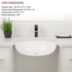 Dcolora 16''x13'' White Ceramic Oval Undermount Bathroom Sink, Vanity Basin with Overflow