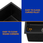 Dcolora 24'' Matte Black Undermount Deep Laundry Sink, Single Bowl Laundry Utility Room Granite Composite Basin