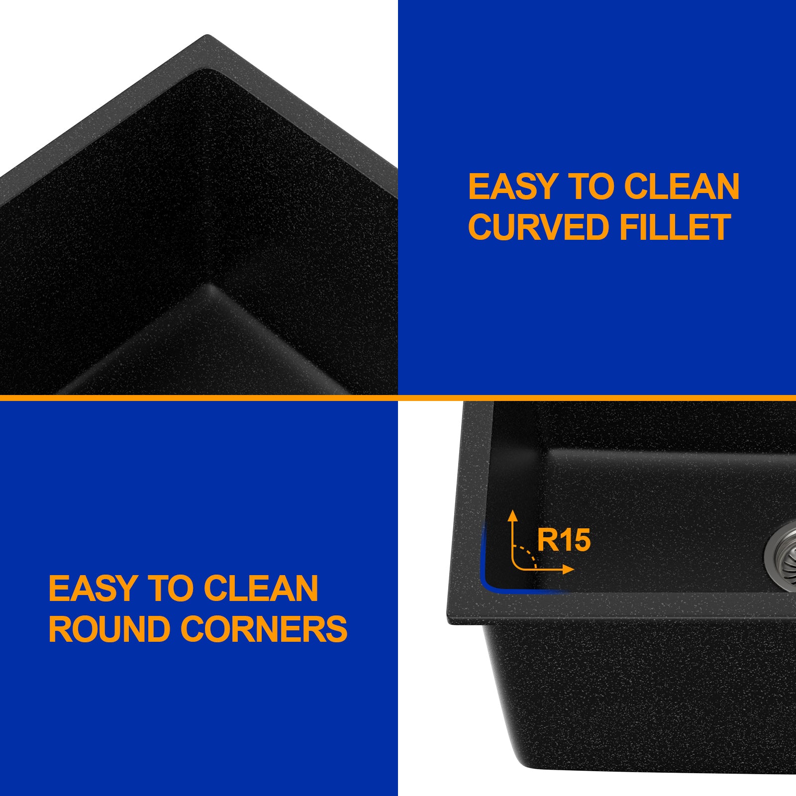 Dcolora 24'' Matte Black Undermount Deep Laundry Sink, Single Bowl Laundry Utility Room Granite Composite Basin