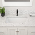 Dcolora 17.5''x11'' White Ceramic Rectangular Undermount Bathroom Sink, Vanity Basin with Overflow