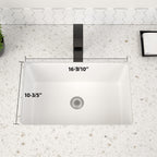 Dcolora 16''x10'' White Ceramic Rectangular Undermount Bathroom Sink, Vanity Basin with Overflow