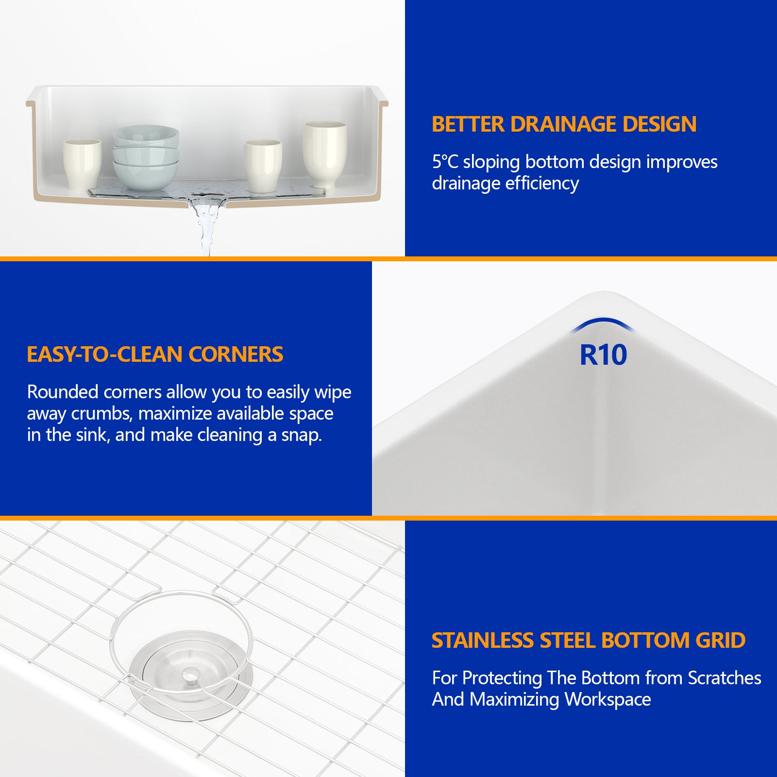 Dcolora 32''x19'' White Undermount Kitchen Sink, Large Single Bowl Dual Mount White Ceramic Porcelain Fireclay Basin