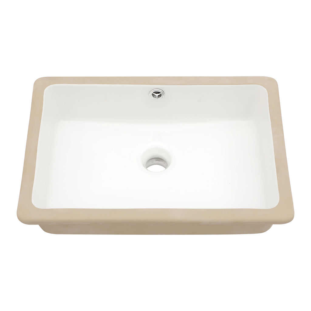 Dcolora 16''x10'' White Ceramic Rectangular Undermount Bathroom Sink, Vanity Basin with Overflow