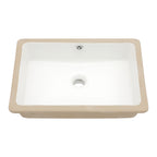 Dcolora 16''x10'' White Ceramic Rectangular Undermount Bathroom Sink, Vanity Basin with Overflow
