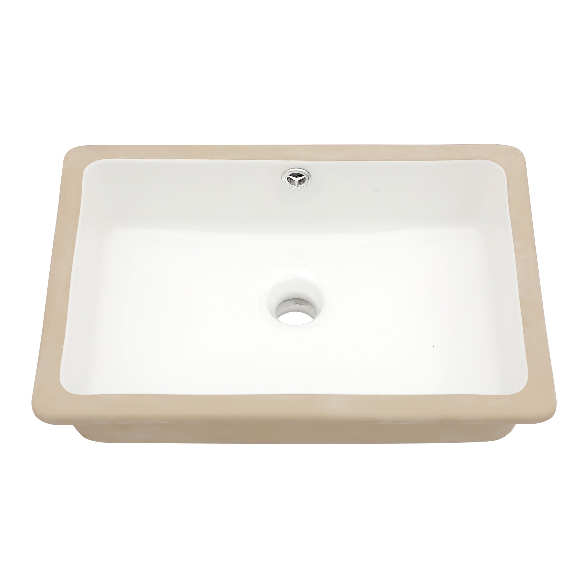 Dcolora 16''x10'' White Ceramic Rectangular Undermount Bathroom Sink, Vanity Basin with Overflow