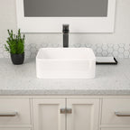 Dcolora 16''x12'' White Rectangular Vessel Sink, Ceramic Porcelain Above Counter Bathroom Vanity Basin
