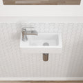 Dcolora 14.5''x7'' White Ceramic Wall Mounted Floating Sink, Rectangular Small Bathroom Basin, Right Hand