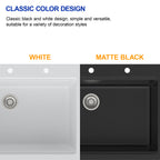 Dcolora 33''x22''x10'' Matte White Drop-In Kitchen Sink, Single Bowl Granite Composite Multifunctional Topmount Workstation Basin, #DC-0002GWT