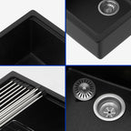 Dcolora 28'' Matte Black Undermount Kitchen Sink, Single Bowl Modern Workstation Granite Composite Basin, #DC-GU0004BS