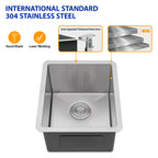 Dcolora 15''x17''x10'' Undermount Wet Bar Sink, 16 Gauge Stainless Steel Single Bowl Small Kitchen Prep Basin, Rounded Corner