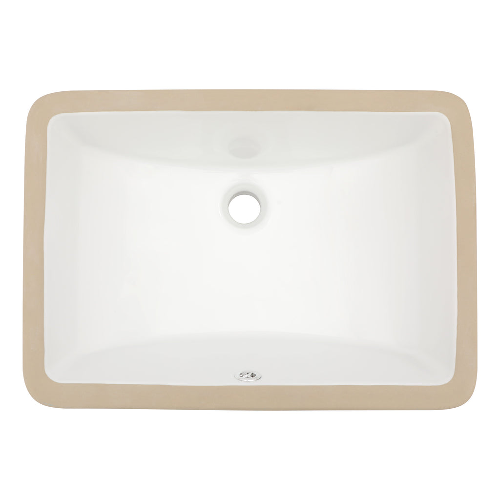 Dcolora 19''x13'' White Ceramic Rectangular Undermount Bathroom Sink, Vanity Basin with Overflow