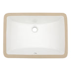 Dcolora 19''x13'' White Ceramic Rectangular Undermount Bathroom Sink, Vanity Basin with Overflow