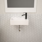 Dcolora 18''x10'' White Ceramic Wall Mounted Floating Vessel Sink, Rectangular Small Bathroom Basin, Right Hand