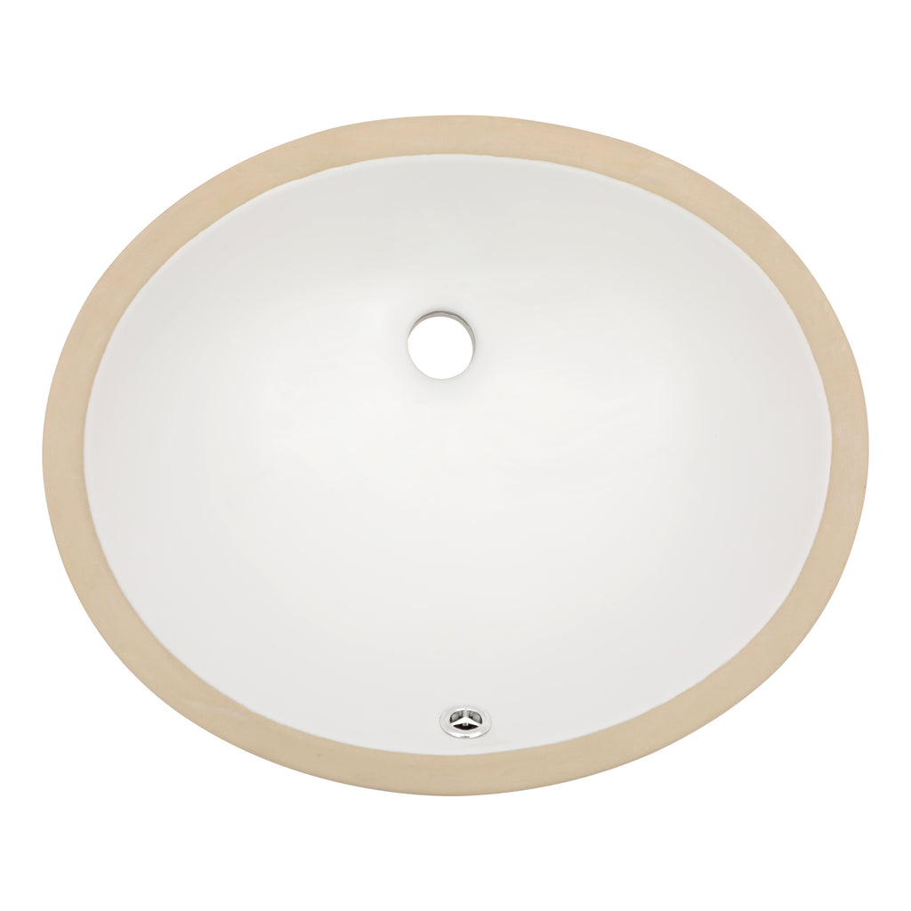 Dcolora 16''x13'' White Ceramic Oval Undermount Bathroom Sink, Vanity Basin with Overflow