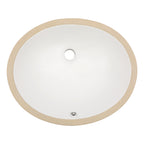 Dcolora 16''x13'' White Ceramic Oval Undermount Bathroom Sink, Vanity Basin with Overflow