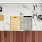 Dcolora 33" White Fireclay Workstation Farmhouse Apron Front Kitchen Sink Complete Accessory Kit