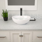 Dcolora 16''x13'' White Oval Vessel Sink, Above Counter Ceramic Bathroom Vanity Basin