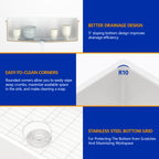 Dcolora 27''x19''x10'' White Undermount Kitchen Sink, Handmade Ceramic Fireclay Deep Single Bowl Dual Mount Basin, Round Corner