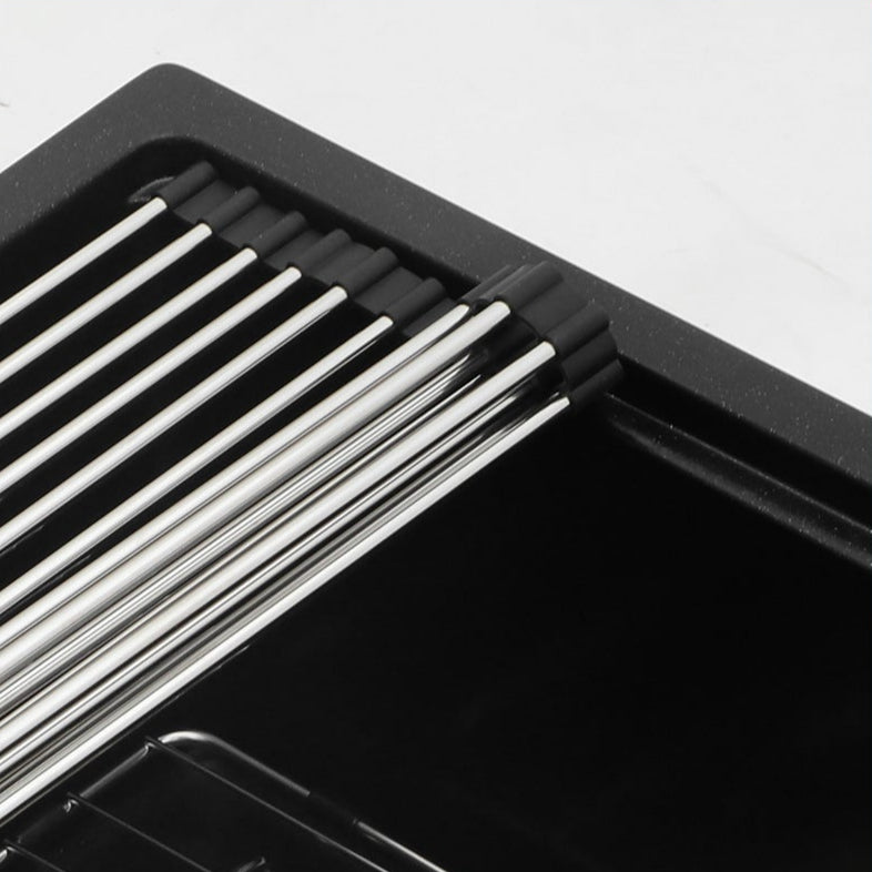 Dcolora Over Sink Foldable Roll-Up Dish Drying Rack, 304 Stainless Steel with Silicone Wrapped Ends, for Dcolora Kitchen Sink