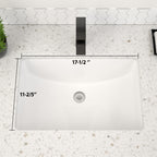 Dcolora 17.5''x11'' White Ceramic Rectangular Undermount Bathroom Sink, Vanity Basin with Overflow