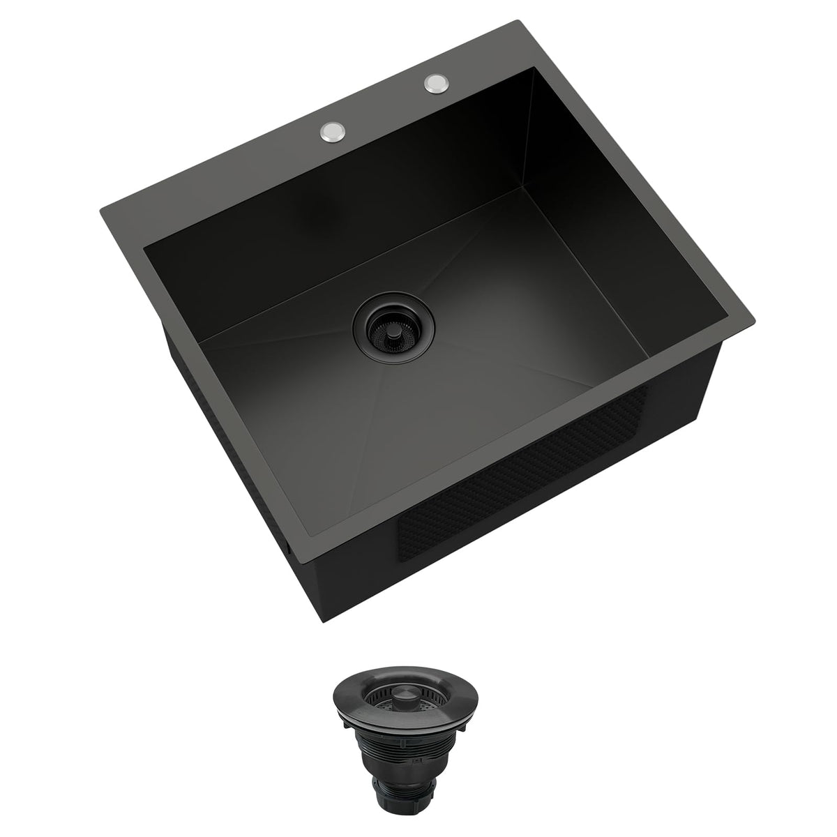 Dcolora DC-TLB263201 25-inch drop-in/topmount laundry sink in nano-pvd gunmetal black