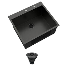 Dcolora DC-TLB263201 25-inch drop-in/topmount laundry sink in nano-pvd gunmetal black